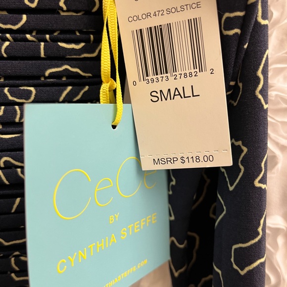 NWT CeCe by Cynthia Steffe Navy long sleeve dress size Small - Picture 3 of 6